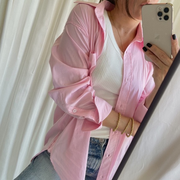 Emma Button-Down Shirt — Soft Pink - Picture 4 of 7